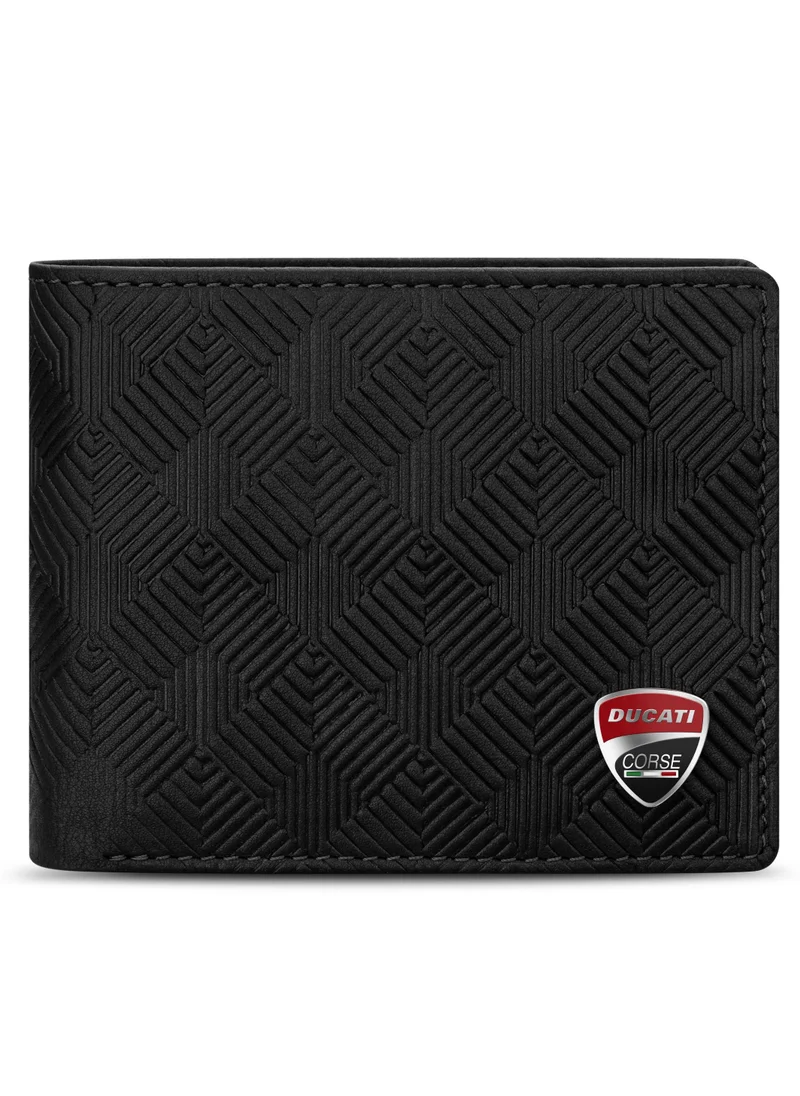 دوكاتي كورس Ducati Corse Tectonic Black Genuine Leather Wallet For Men - DTLGW2200901