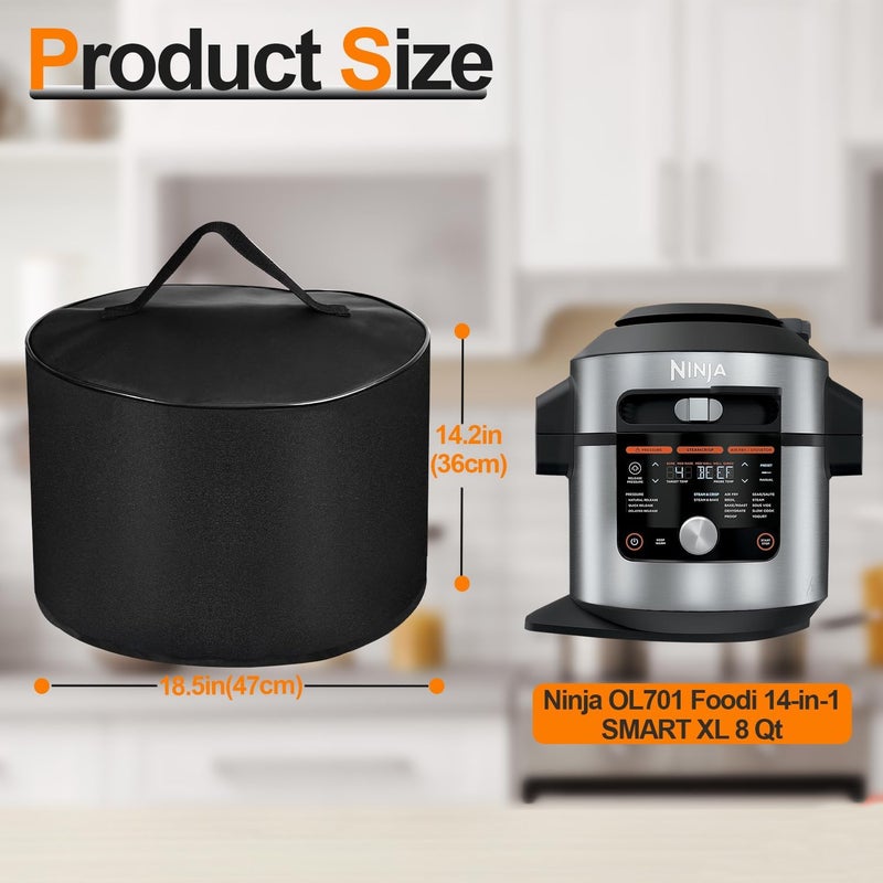NUENSS-ROR 8 Quart Dust Cover for Pressure Cooker Heavy Duty Waterproof Dustproof Slow Pot Lid with Handle Pressure Cooker Protective Cover for Ninja OL701 Foodi 14 in 1 SMART XL 8 Qt (16.5 × 14.2 cm) - Image 3