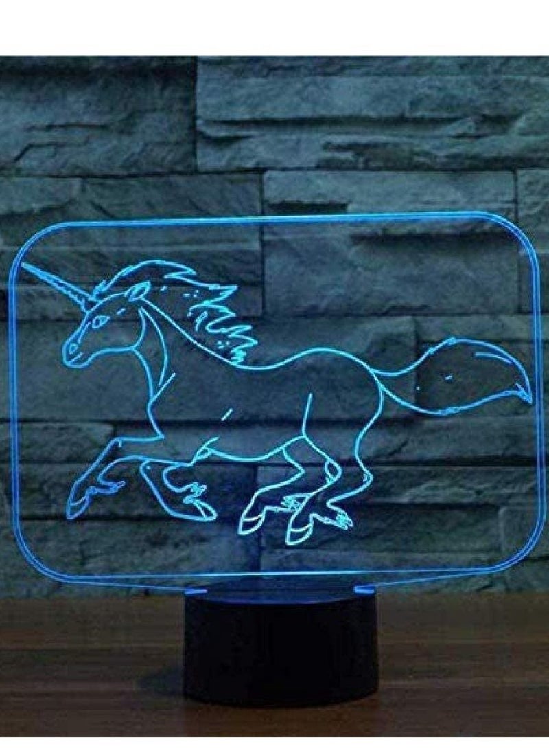 althiqahkey Cartoon Characters 3D  Creative Multicolor Night Light Touch Remote Table Lamp LED Slide Light Bedside Lamp Cool Toy Creative Animation Lamp Running Unicorn  - Image 1