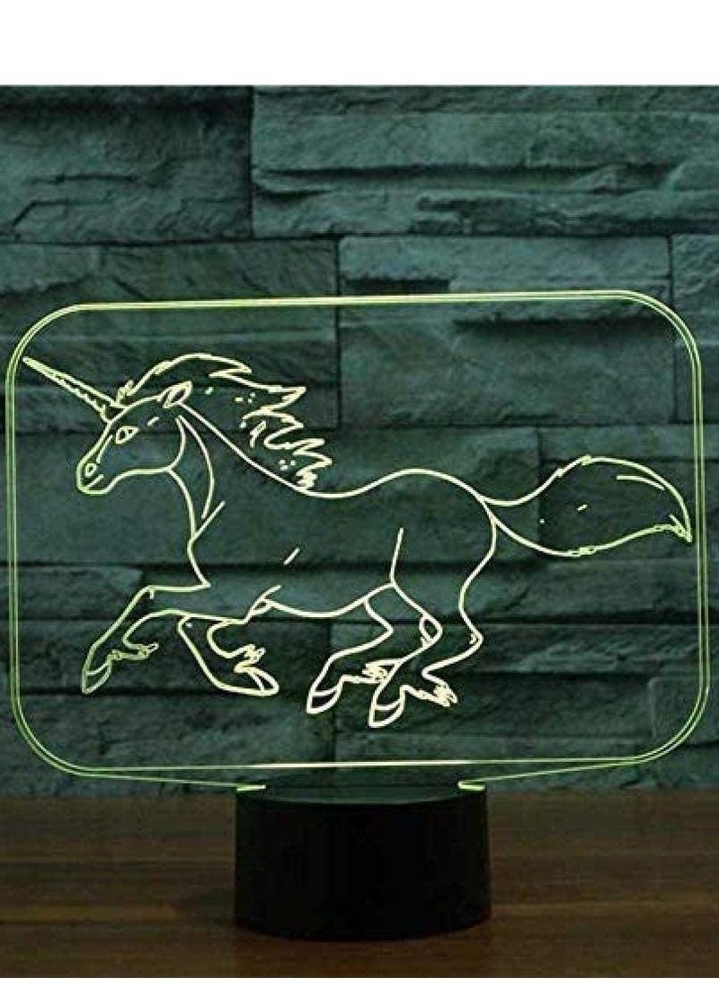 althiqahkey Cartoon Characters 3D  Creative Multicolor Night Light Touch Remote Table Lamp LED Slide Light Bedside Lamp Cool Toy Creative Animation Lamp Running Unicorn  - Image 2