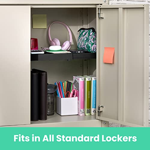 LockerMate Adjust-A-Shelf Locker Shelf, Extends to Fit Your Locker, Easy to Use, Perfect for School, Office, Gym, Black, 2-Pack - Image 3
