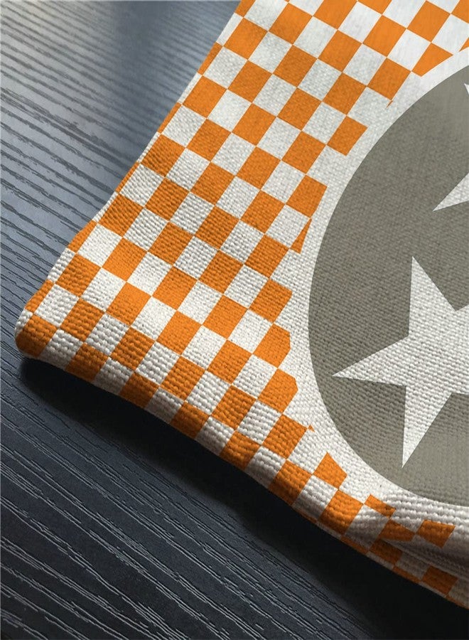 Smooffly Tennessee Flag Pillow Cover, Tennessee Orange Grey Star Flag Cotton Linen Throw Lumbar Waist Pillow Case Cushion Cover Home Office Decorative Rectangle 12 X 20 Inches - Image 3