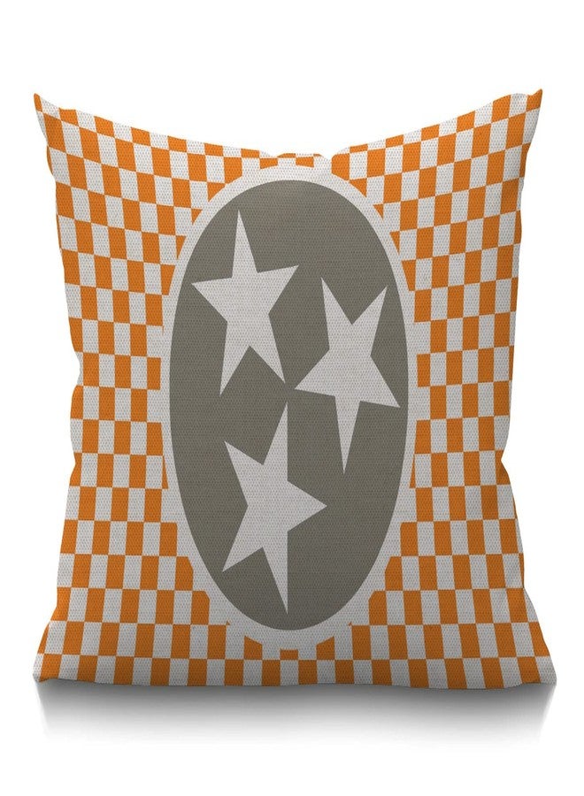 Smooffly Tennessee Flag Pillow Cover, Tennessee Orange Grey Star Flag Cotton Linen Throw Lumbar Waist Pillow Case Cushion Cover Home Office Decorative Rectangle 12 X 20 Inches - Image 1