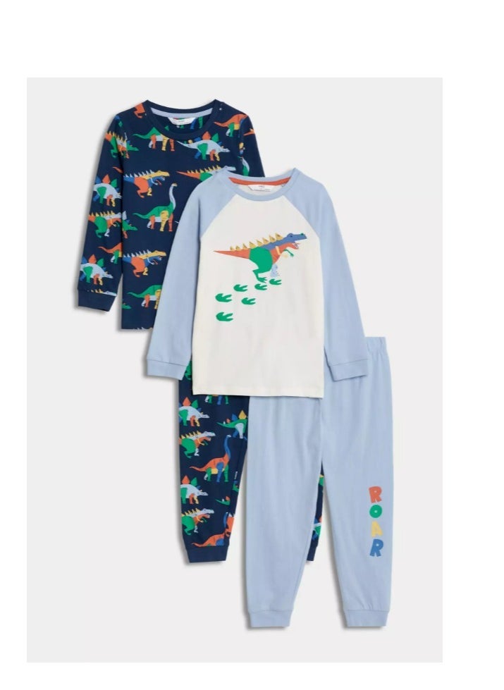 Marks & Spencer Kids 2 Pack Printed Pyjama Set - Image 1