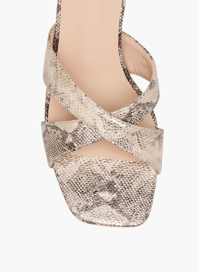 Flora Bella By Shoexpress Women Animal Print Slip-On Cross Strap Sandals with Stiletto Heels