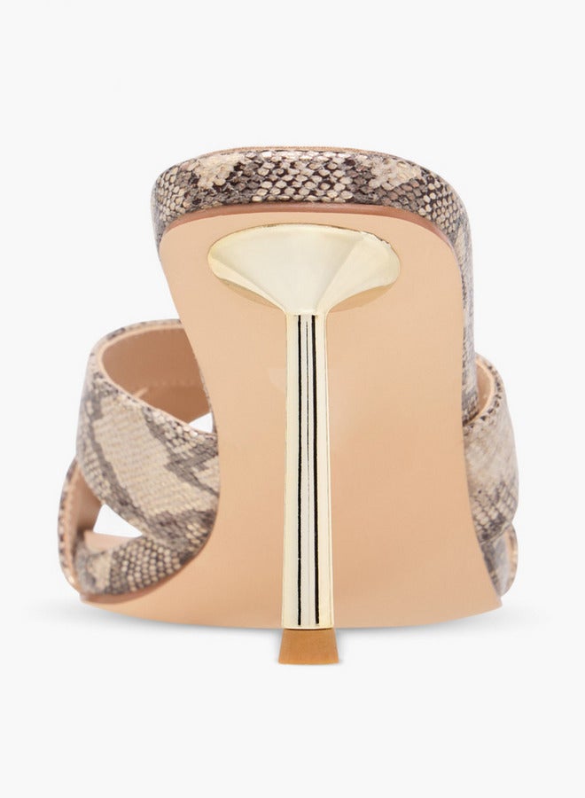 Flora Bella By Shoexpress Women Animal Print Slip-On Cross Strap Sandals with Stiletto Heels - Image 5