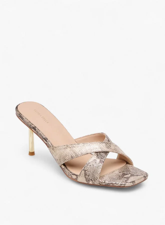 Flora Bella By Shoexpress Women Animal Print Slip-On Cross Strap Sandals with Stiletto Heels