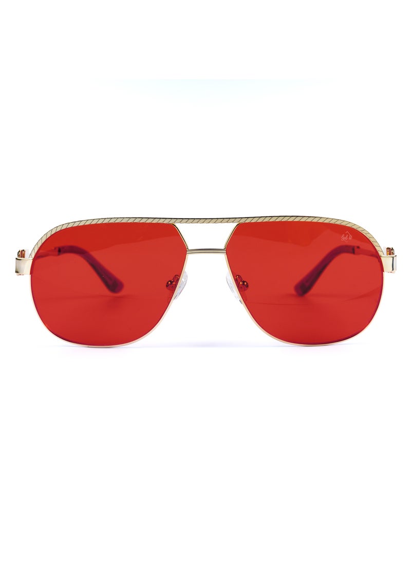 SOL.K Glumo-K Red Lenses Eyewear - Striking Red Lenses with 400 UV Protection - Luxurious Gold Stainless Steel Frame, Stylish & Durable with 1-Year Warranty - Image 1
