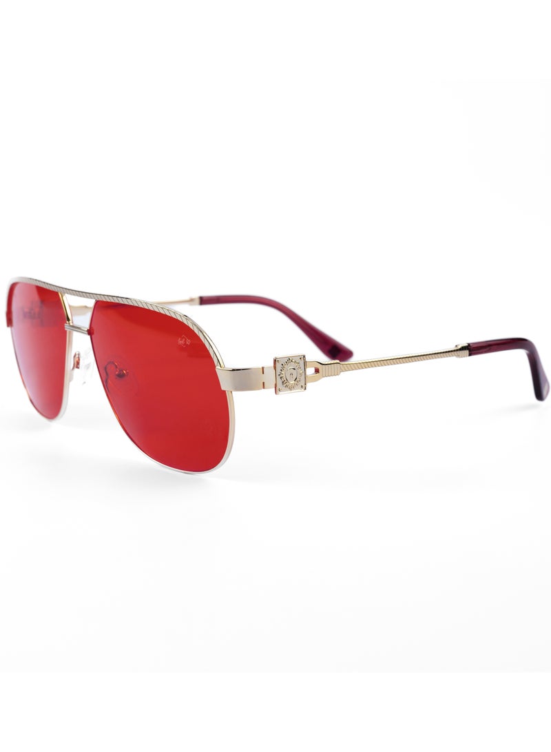 SOL.K Glumo-K Red Lenses Eyewear - Striking Red Lenses with 400 UV Protection - Luxurious Gold Stainless Steel Frame, Stylish & Durable with 1-Year Warranty - Image 2