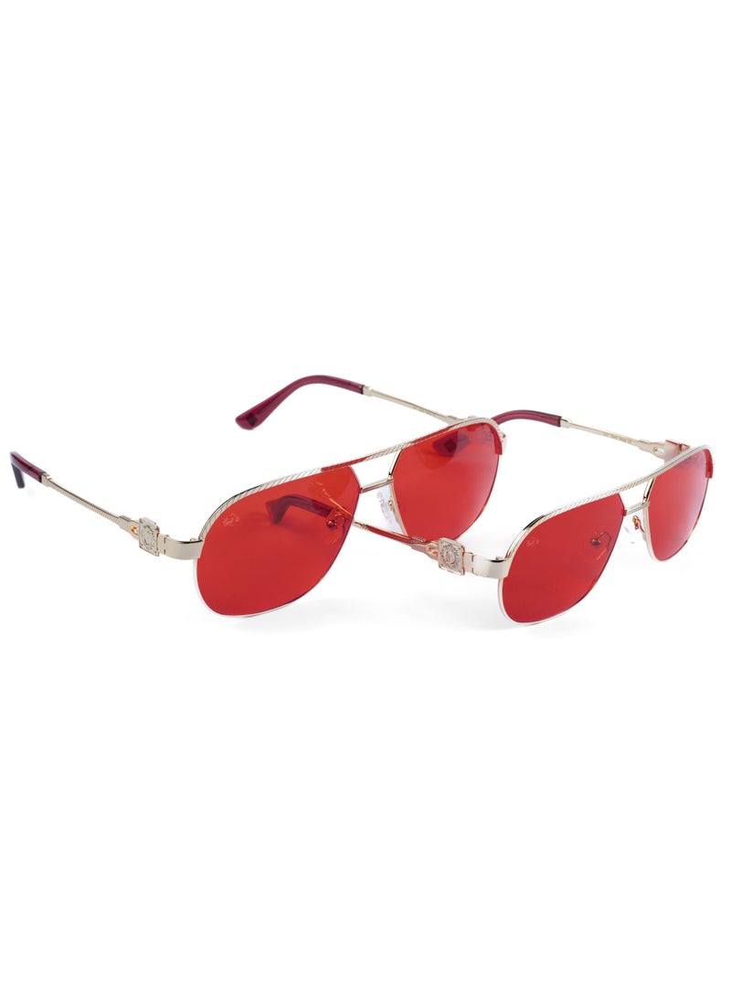 SOL.K Glumo-K Red Lenses Eyewear - Striking Red Lenses with 400 UV Protection - Luxurious Gold Stainless Steel Frame, Stylish & Durable with 1-Year Warranty - Image 3
