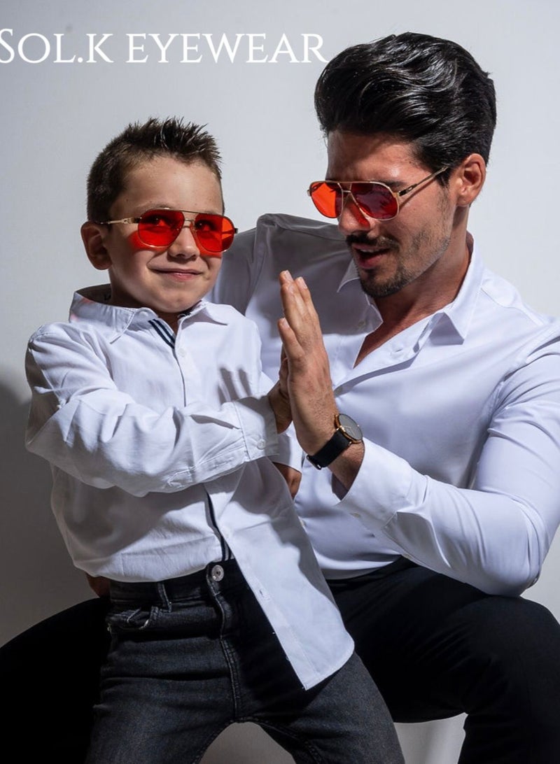 SOL.K Glumo-K Red Lenses Eyewear - Striking Red Lenses with 400 UV Protection - Luxurious Gold Stainless Steel Frame, Stylish & Durable with 1-Year Warranty - Image 4