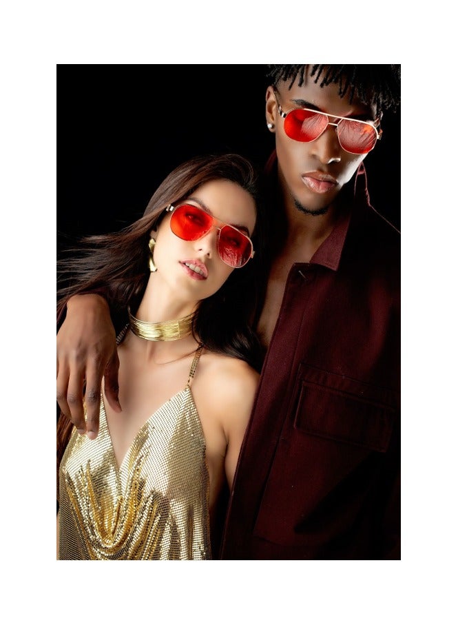 SOL.K Glumo-K Red Lenses Eyewear - Striking Red Lenses with 400 UV Protection - Luxurious Gold Stainless Steel Frame, Stylish & Durable with 1-Year Warranty - Image 5