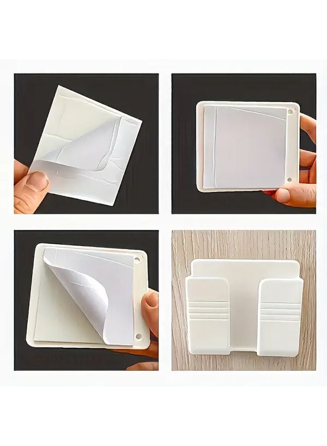 حامل هاتف ثابت على الحائط بدون حفر بشاحن ذكي ومحطة شحن لون أبيض - Image 5