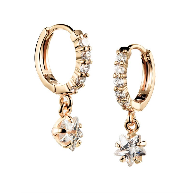 TIDOO 18K Gold Plated Sparkly Cubic Zirconia Drop Earrings For Women Small Crystal Dangle Earring Jewelry Star Shaped Earrings (golden) - Image 3