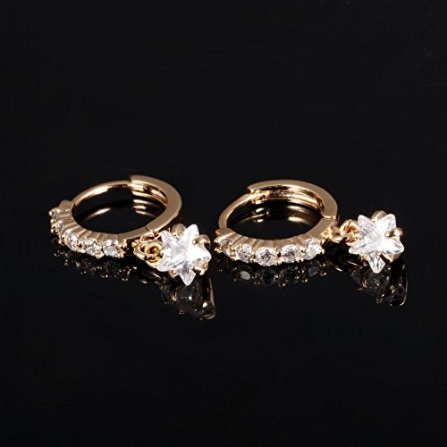 TIDOO 18K Gold Plated Sparkly Cubic Zirconia Drop Earrings For Women Small Crystal Dangle Earring Jewelry Star Shaped Earrings (golden) - Image 4