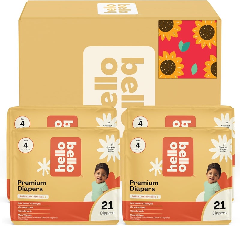 Hello Bello Diapers Size 4 2237 lbs Flower Child 84 Count Value Pack of Premium Disposable Baby Diapers Hypoallergenic with Soft ClothLike Feel - Image 1
