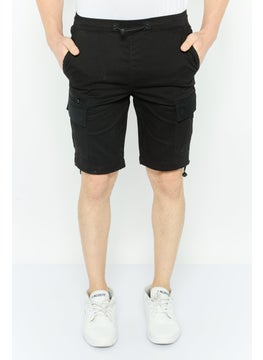 Threadbare Men Plain Cargo Shorts, Black  - Image 1