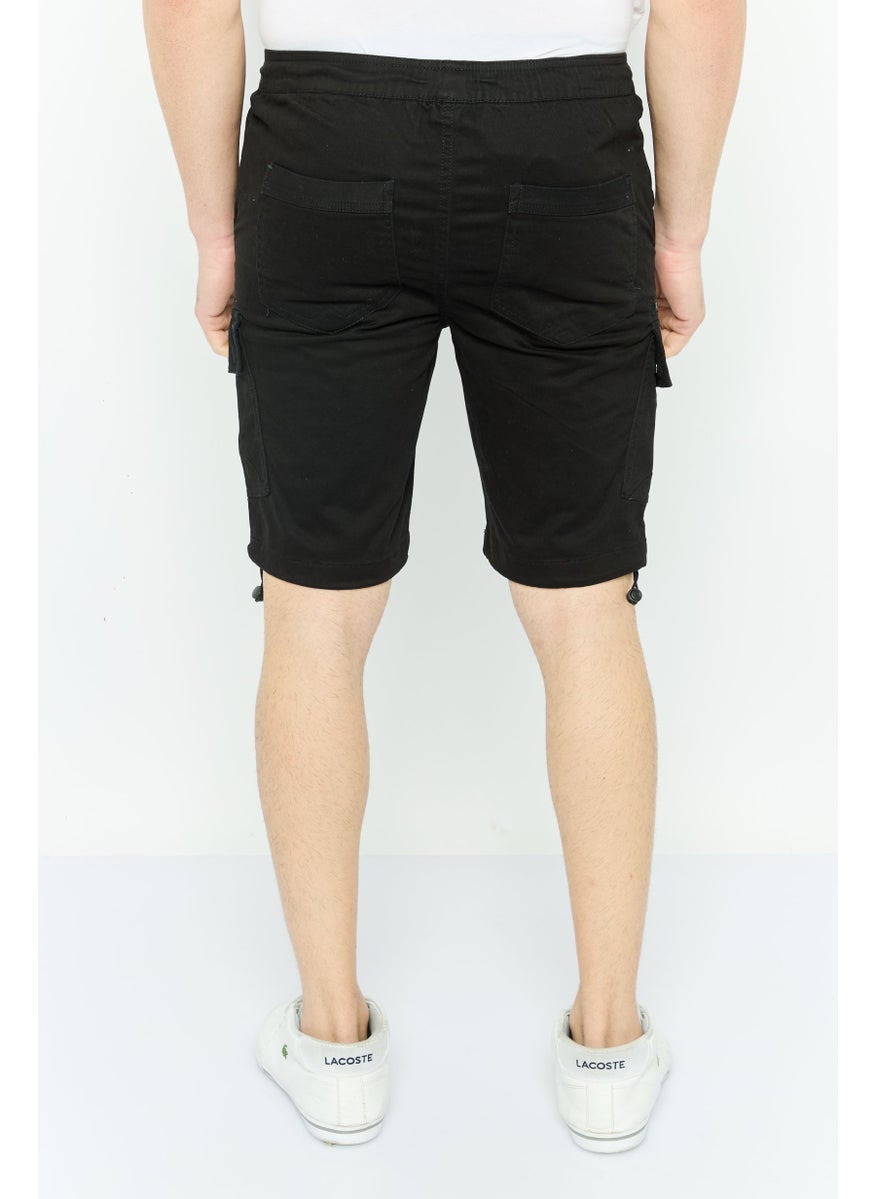 Threadbare Men Plain Cargo Shorts, Black  - Image 4