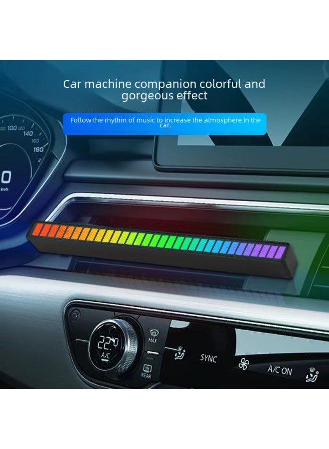 Loquat Rgb Sound-activated Atmosphere Light Music Rhythm Light Internet Celebrity Colorful Car Desktop Induction Creative Led Sound-Color:16 Lights White 【single】】-Dimensions:USB Straight Plug - Image 3