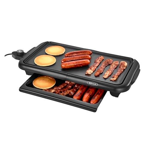 bella Electric Griddle with Warming Tray - Smokeless Indoor Grill, Nonstick Surface, Adjustable Temperature & Cool-touch Handles, 10" x 18", Copper/Black - Image 1