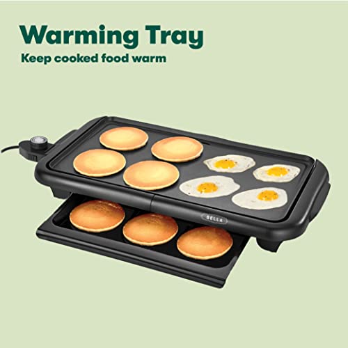 bella Electric Griddle with Warming Tray - Smokeless Indoor Grill, Nonstick Surface, Adjustable Temperature & Cool-touch Handles, 10" x 18", Copper/Black - Image 3