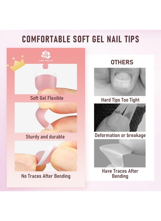 UNA GELLA Toe Nail Press Ons Peach Pink Toe Nail Tips Gel X Nail Tips French Tip Press On Nails -216Pcs 12Sizes Soft Gel Press On Toenails Acrylic Nails Soak Off Toenail Press Ons Forhome Diy Salon  - Image 4