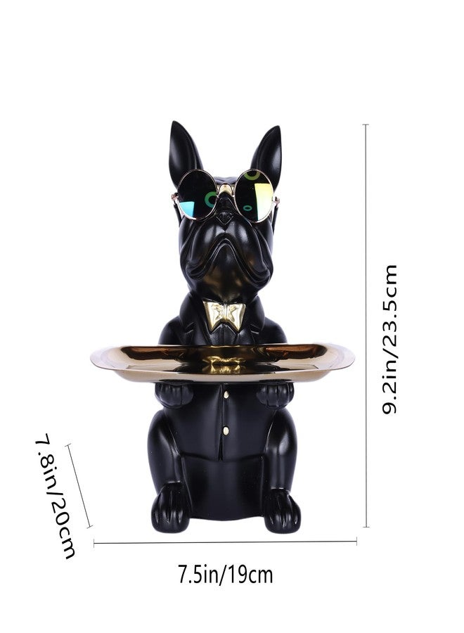 suruim French Bulldog Gifts Key Holder Candy Dish Tray Home Decor Resin Butler Statue Key Bowl Entryway Table Frenchie Dog Sculpture Dining Table Decor Office Small Object Tray (Black) - Image 4