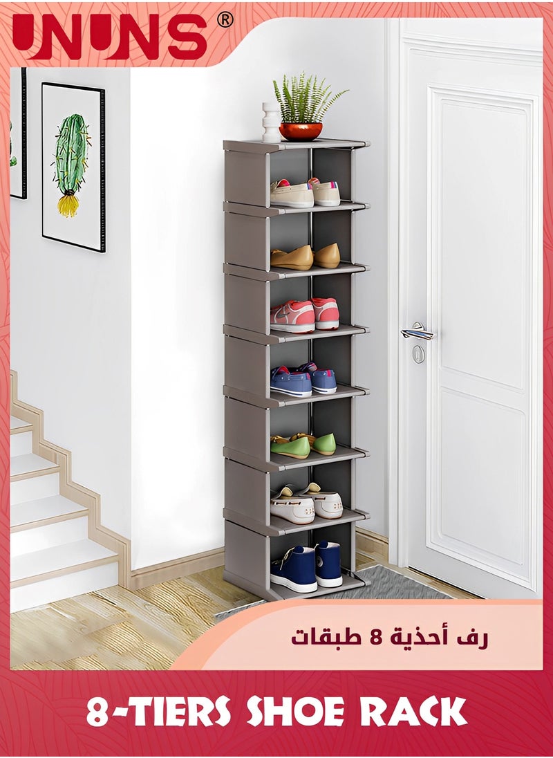 UNUNS 8-Tier Shoe Rack,Vertical Corner Space Saving Shoe Storage Organizer,Free Standing Expandable Shoe Rack For Entryway,Bedroom Closet Small Spaces  - Image 1