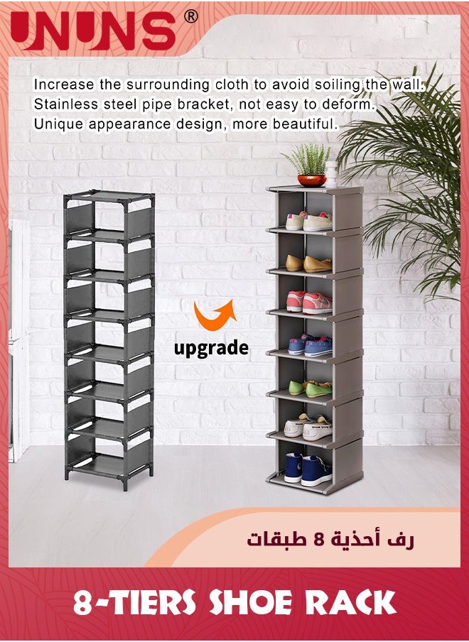 UNUNS 8-Tier Shoe Rack,Vertical Corner Space Saving Shoe Storage Organizer,Free Standing Expandable Shoe Rack For Entryway,Bedroom Closet Small Spaces  - Image 4