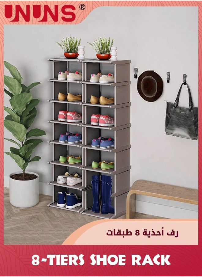 UNUNS 8-Tier Shoe Rack,Vertical Corner Space Saving Shoe Storage Organizer,Free Standing Expandable Shoe Rack For Entryway,Bedroom Closet Small Spaces  - Image 5