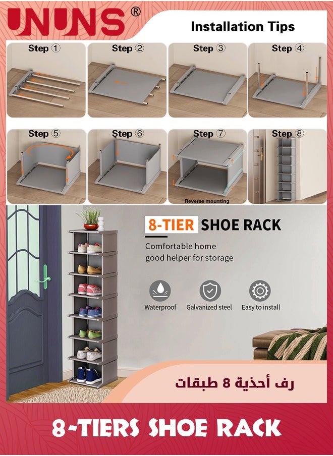 8-Tier Shoe Rack,Vertical Corner Space Saving Shoe Storage Organizer,Free Standing Expandable Shoe Rack For Entryway,Bedroom Closet Small Spaces
