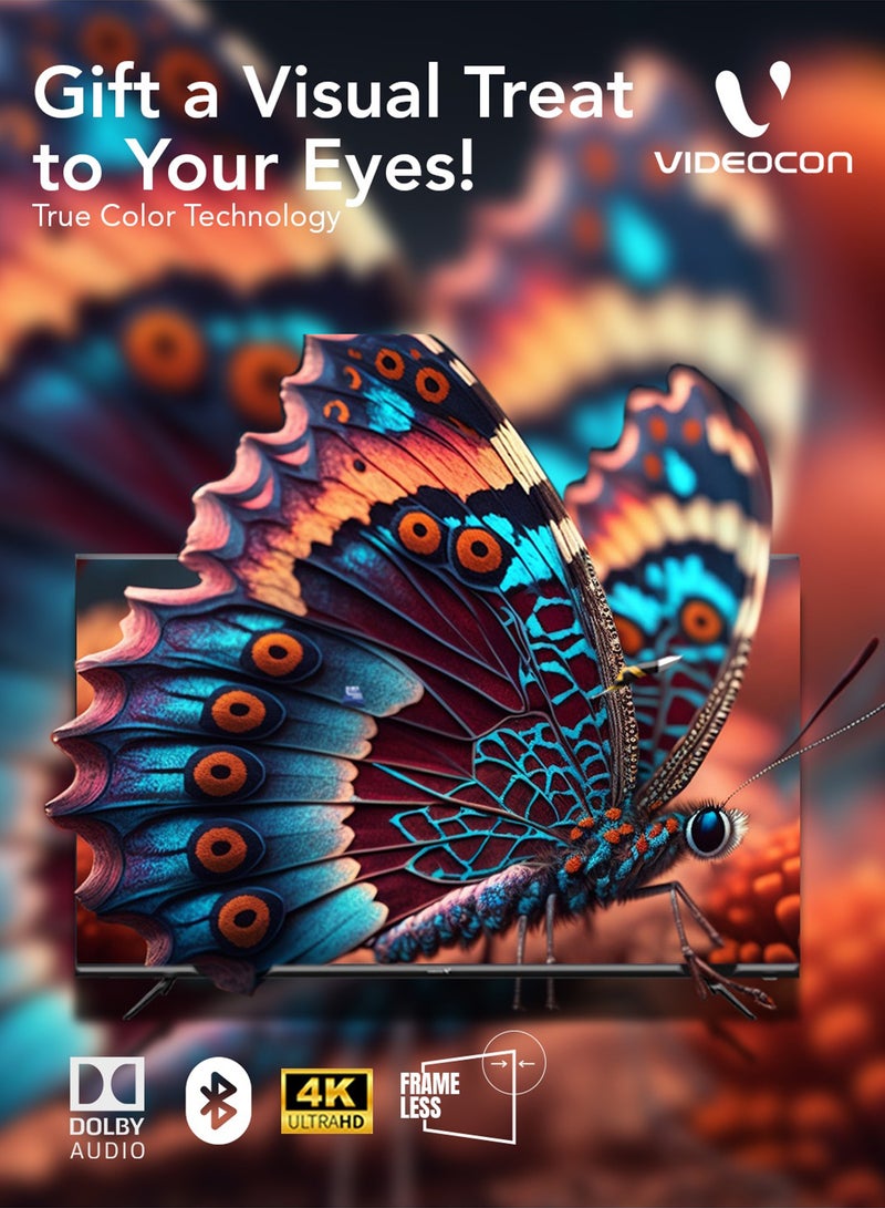 Videocon 55 Inch 4K UHD Edgeles Smart TV | Google TV with Google Assistant Remote | Bluetooth & Chromecast Built-in | Dolby Audio | Quad-Core Processor | Free Wall Bracket – E55ELGT1100 E55ELGT1100 Black - Image 5