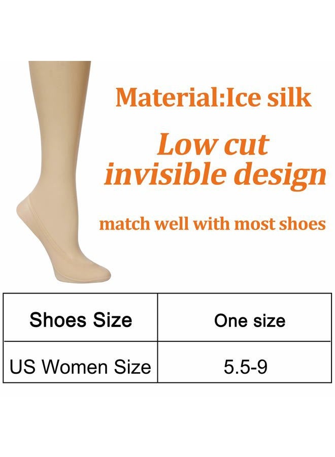 Double Couple 8 Pairs No Show Socks Women Low Cut Socks for Flats Non Slip Thin Liner Socks, 4 Black & 4 Nude, M - Image 3