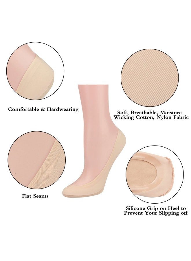 Double Couple 8 Pairs No Show Socks Women Low Cut Socks for Flats Non Slip Thin Liner Socks, 4 Black & 4 Nude, M - Image 4