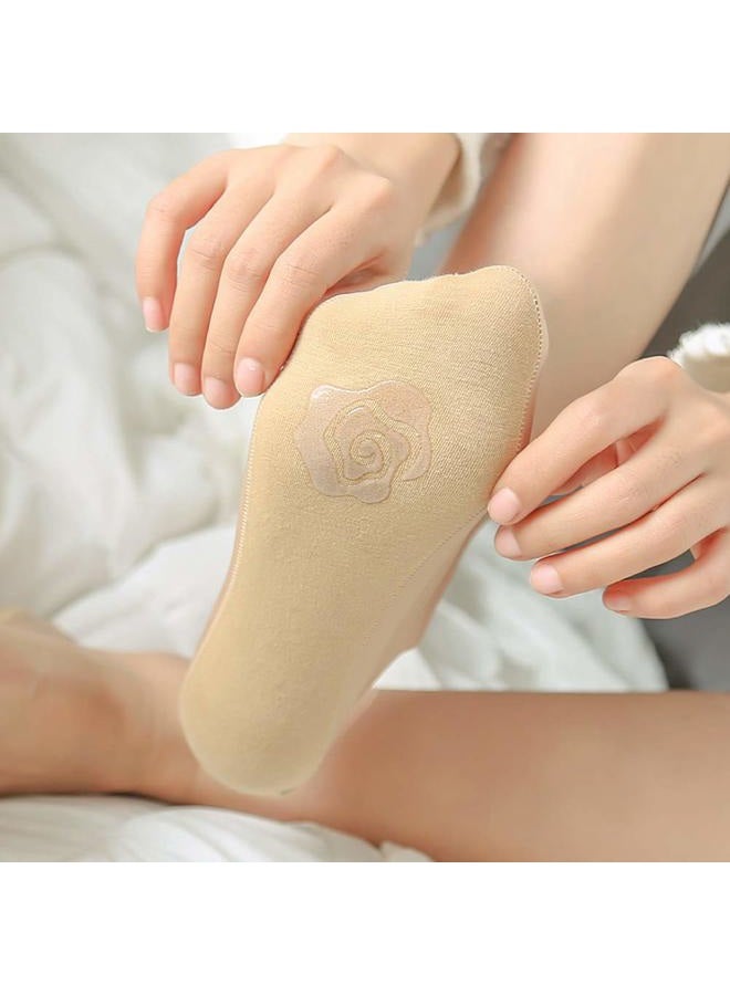 Double Couple 8 Pairs No Show Socks Women Low Cut Socks for Flats Non Slip Thin Liner Socks, 4 Black & 4 Nude, M - Image 2