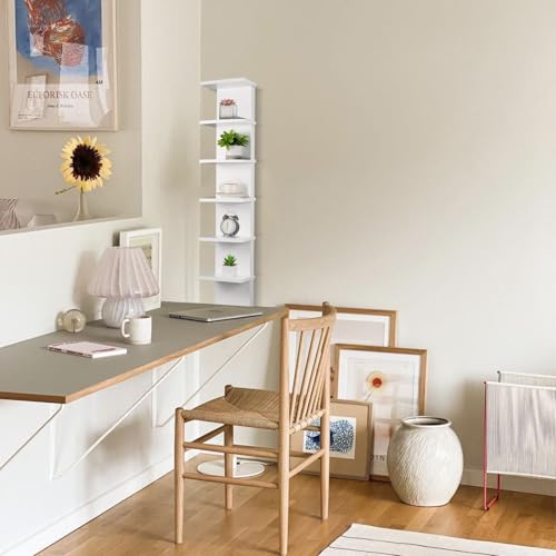 YEXEXINM 7 Tier Wall Shelf Unit Narrow Smooth Laminate Finish Vertical Column Wall Decor Mount Floating Storage Home Decor Organizer(White) - Image 5