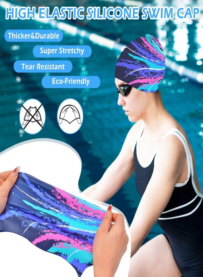 Ausletie Swim Cap for Women Adult, Silicone Swimming Waterproof Bathing Cap Swimming Hat for Long Hair to Keep Hair Dry - Image 3