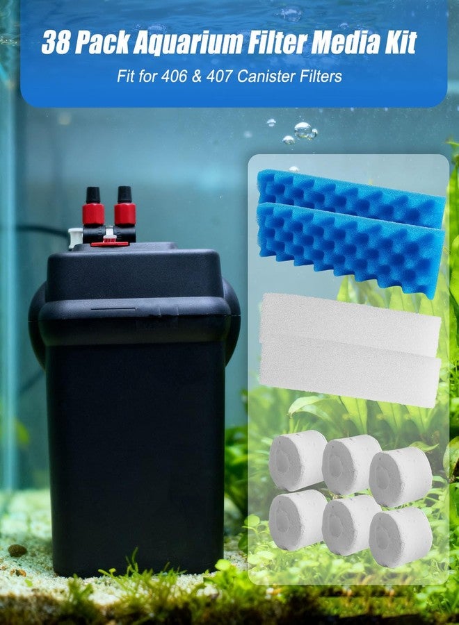 GUXPCH 38 Pack Aquarium Filter Media Kit Fit for 406 407 Canister Filters, Includes Water Polishing Pad, Bio Foam Pad, Foam Blocks, Ceramic Rings, Activated Carbon, Filter Mesh Bag - Image 2