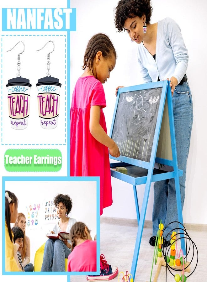 Nanafast Teacher Earrings for Women Acrylic Coffee Earrings for Teachers Educators Appreciation Jewelry Back to Study Teacher Gifts Coffee - Image 5