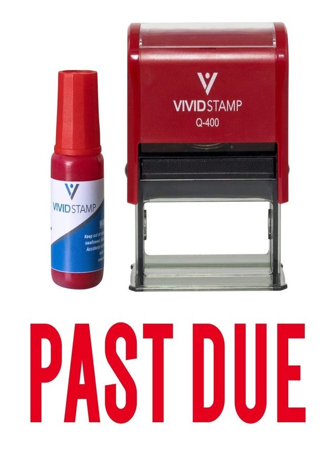 Vivid Stamp Classic Past Due Self Inking Rubber Stamp Combo with Refill (Red Ink) - X-Large - Image 1