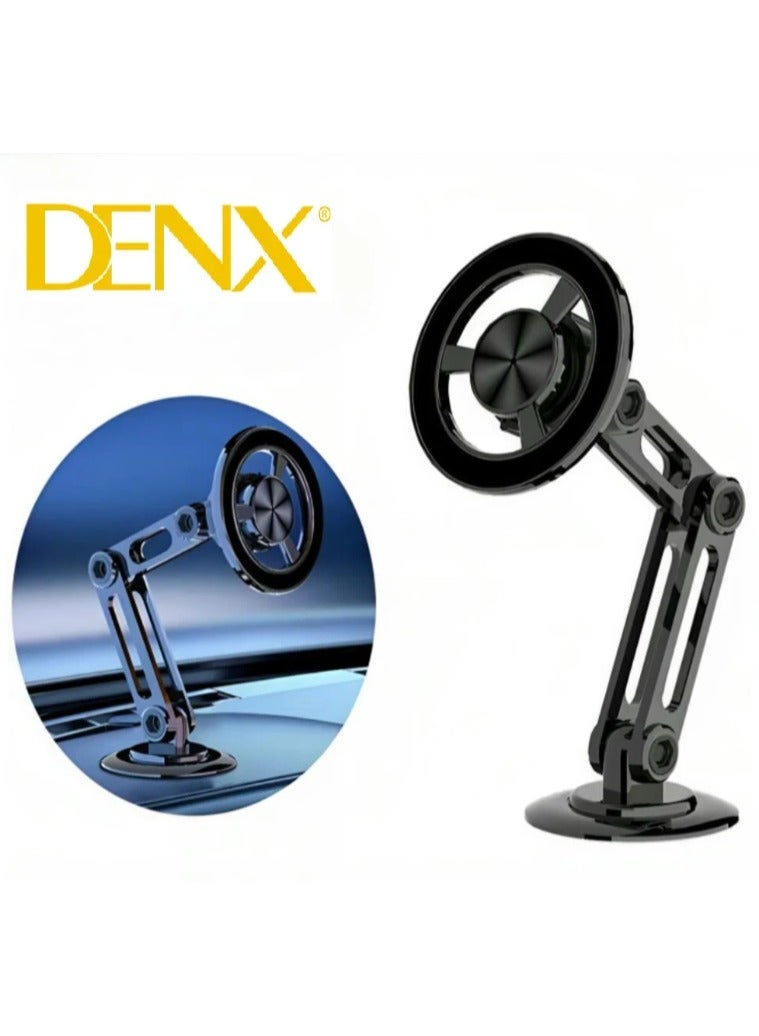 Denx Phone Holder 360 Car Magic Mount Magnetic Suction Hands Free Phone Holder Car Mount with Metal Ring (Black)  - Image 1