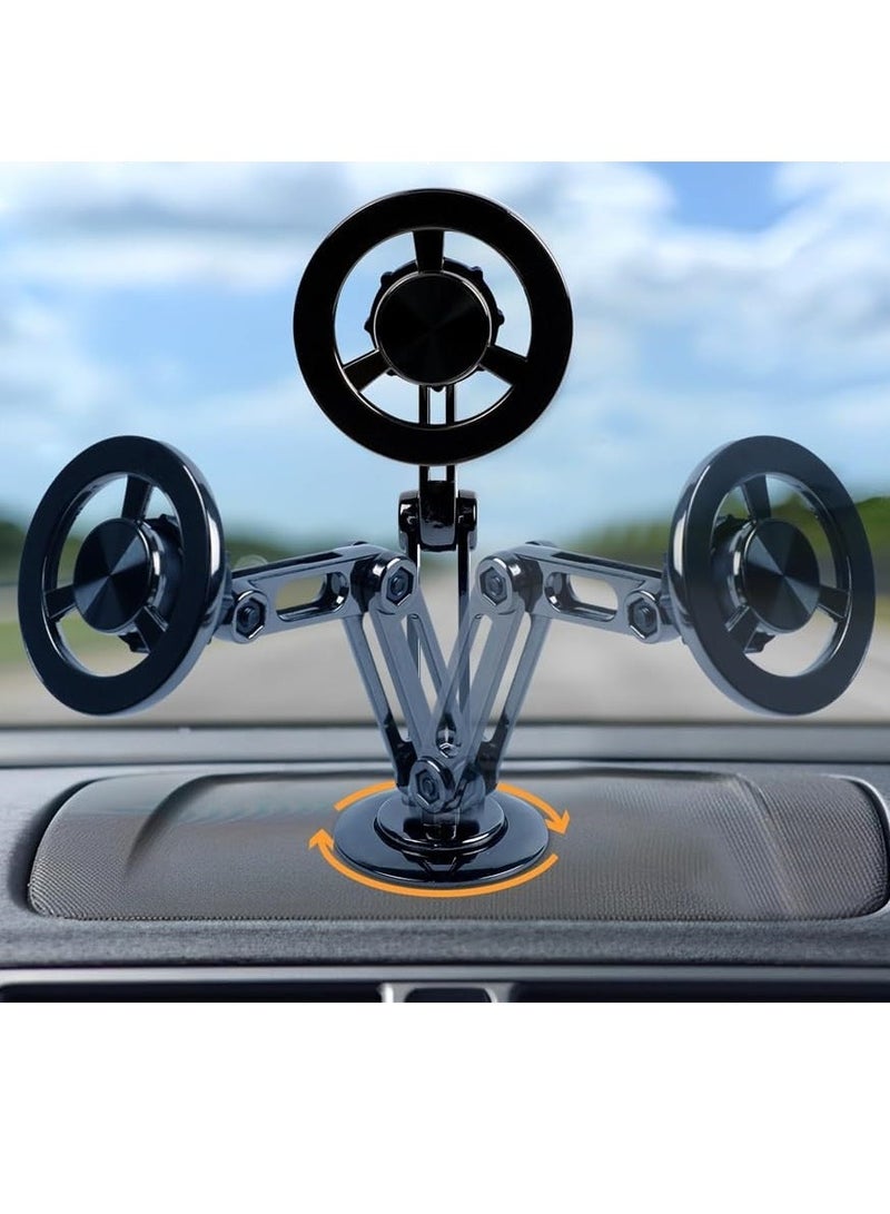 Denx Phone Holder 360 Car Magic Mount Magnetic Suction Hands Free Phone Holder Car Mount with Metal Ring (Black)  - Image 2