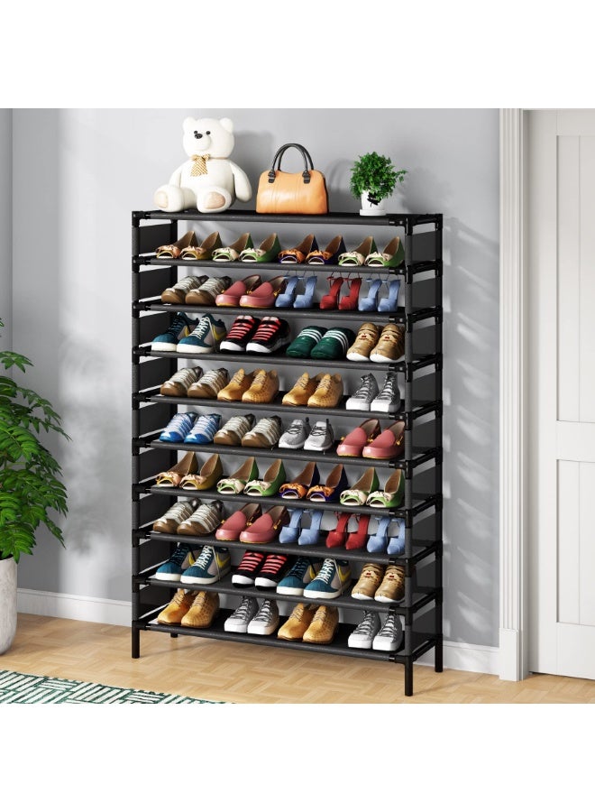 LITTLE TREE Upgraded 10 Tiers Shoe Rack, Large Capacity Shoe Shelf, Tall Shoe Organizer for 50 Pairs, Space Saving Shoe Storage - Image 3
