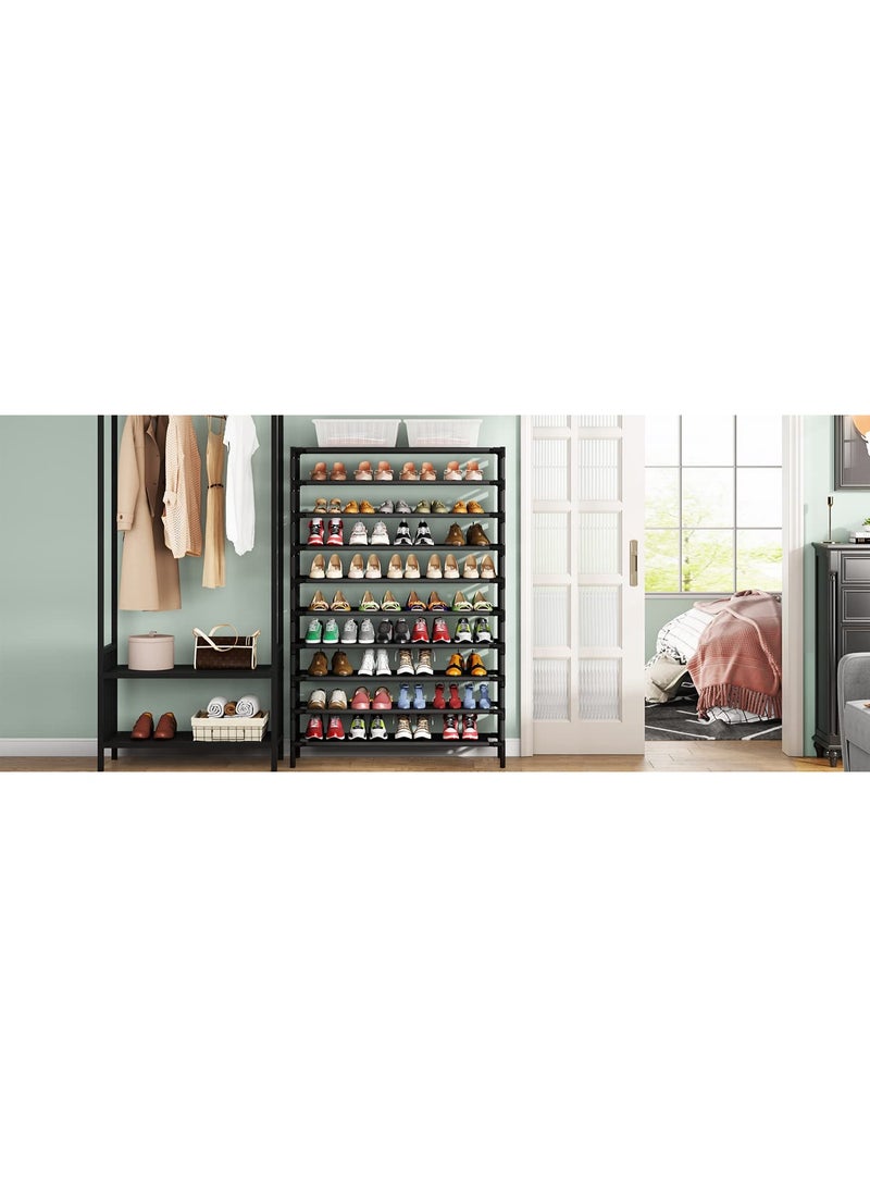 LITTLE TREE Upgraded 10 Tiers Shoe Rack, Large Capacity Shoe Shelf, Tall Shoe Organizer for 50 Pairs, Space Saving Shoe Storage - Image 4