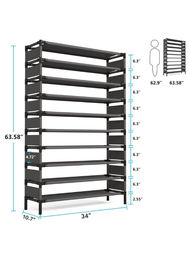 LITTLE TREE Upgraded 10 Tiers Shoe Rack, Large Capacity Shoe Shelf, Tall Shoe Organizer for 50 Pairs, Space Saving Shoe Storage - Image 2