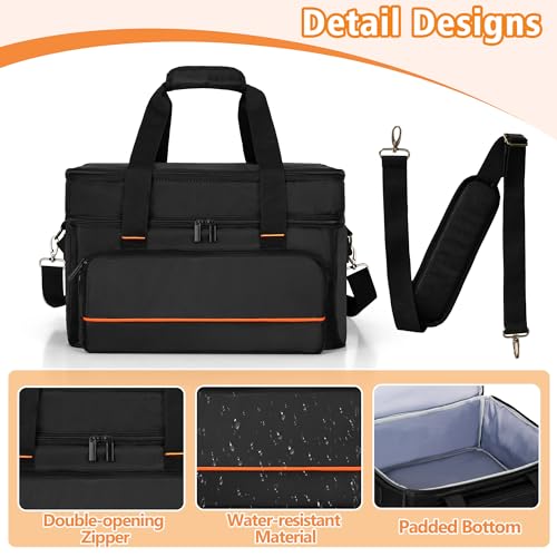 samdew Double-layer Grill Carrying Bag, Grill Cover Compatible with Ninja GR101 Sizzle Smokeless Indoor Grill & Griddle, Padded Grill Storage Case for Grill Plate & Accessories Tools, Bag Only - Image 4