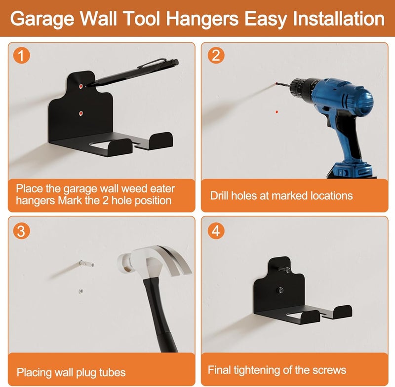 RO6G Garage Organizer Trimmer Rack - Weed Eater Hanger For Garage Wall Mount, Hedge Trimmer Hanger, Also Suitable For Most Power Tool Hangers Garage Wall, Garden Tools - Image 5