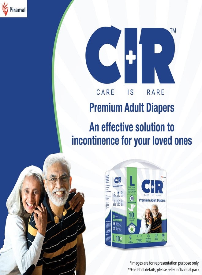 CIR Unisex Premium Adult Diaper-Tape Style All Night Protection With Aloe Vera Large(L) Size Waist(101-140Cm 40"-55") 10 Units (Pack of 2) - Image 3
