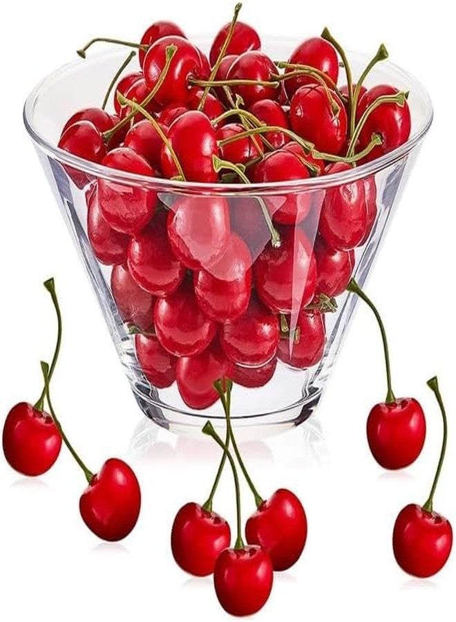 Jinshining ٢٠ قطعة من الكرز الأحمر الصناعي لتزيين المثلجات والكب كيك، فاكهة الكرز الصناعية الواقعية لتزيين حفلات الكريسماس، نباتات وزهور صناعية، فاكهة صناعية، نباتات وزهور صناعية - Image 1