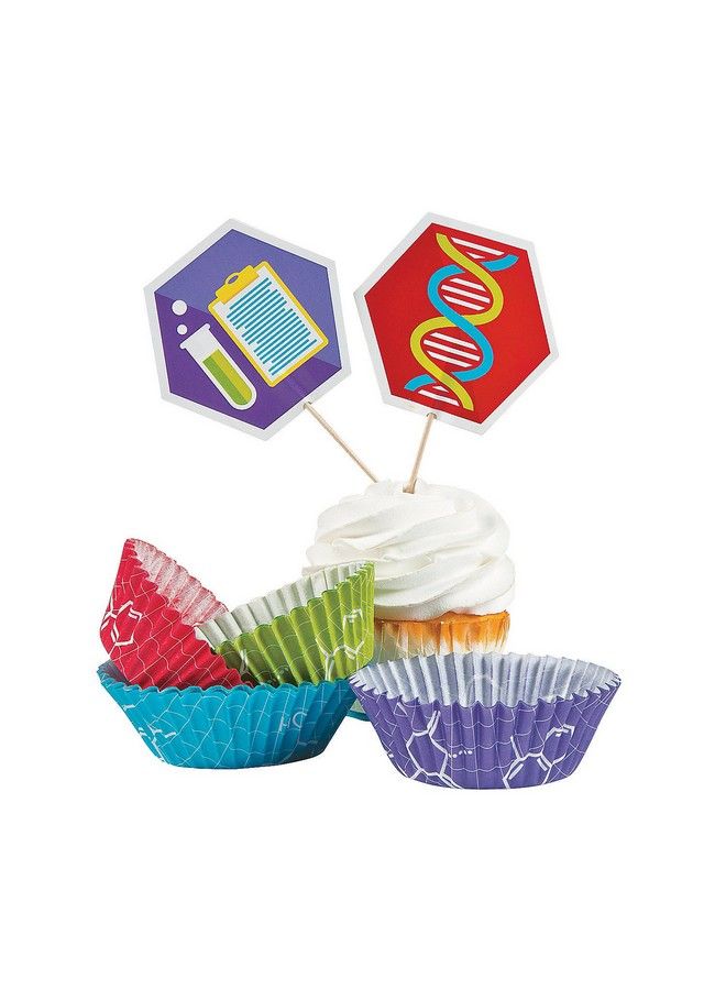 Fun Express Science Party Cupcake Wrappers W/Picks For Birthday Party Supplies Serveware & Barware Misc Serveware & Barware Birthday 100 Pieces - Image 2